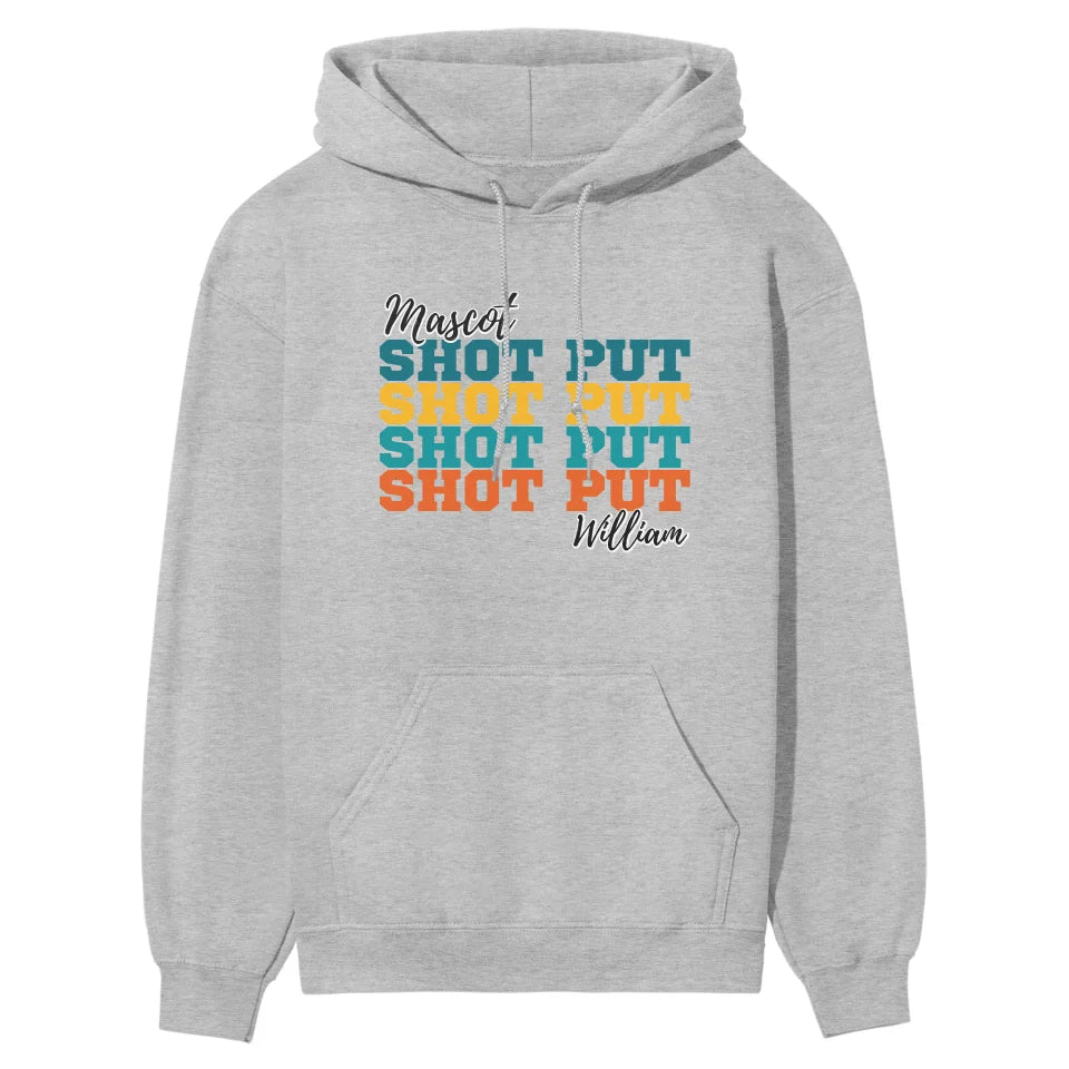 Personalized Shot put Shot put Shot put on a Hoodie With Mascot and Shot putter Name on a Hoodie