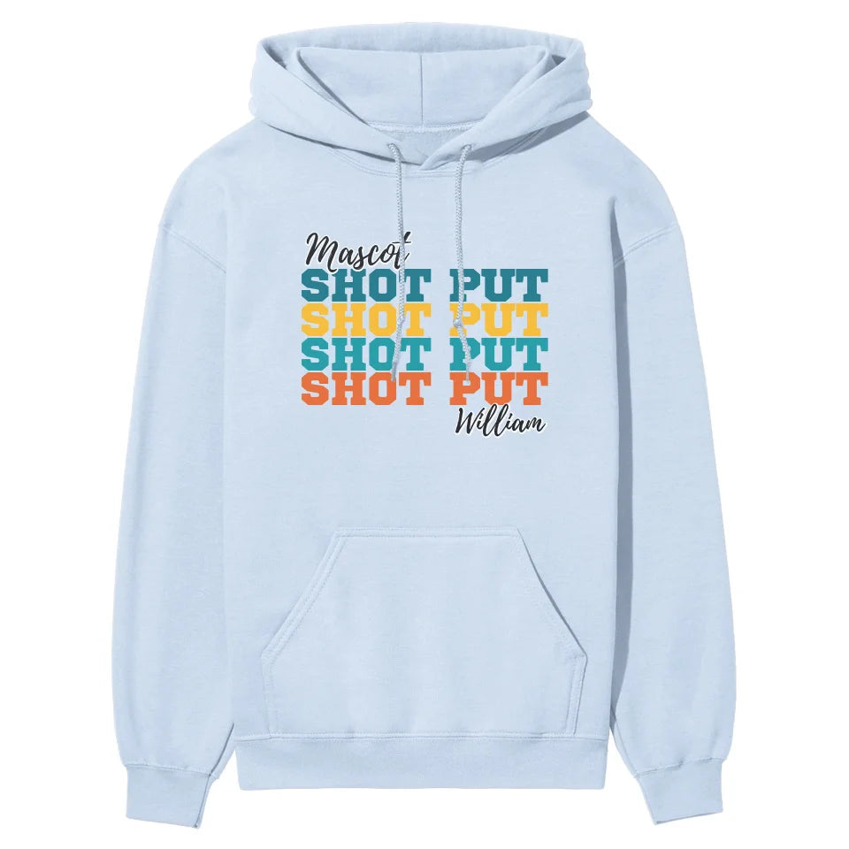 Personalized Shot put Shot put Shot put on a Hoodie With Mascot and Shot putter Name on a Hoodie