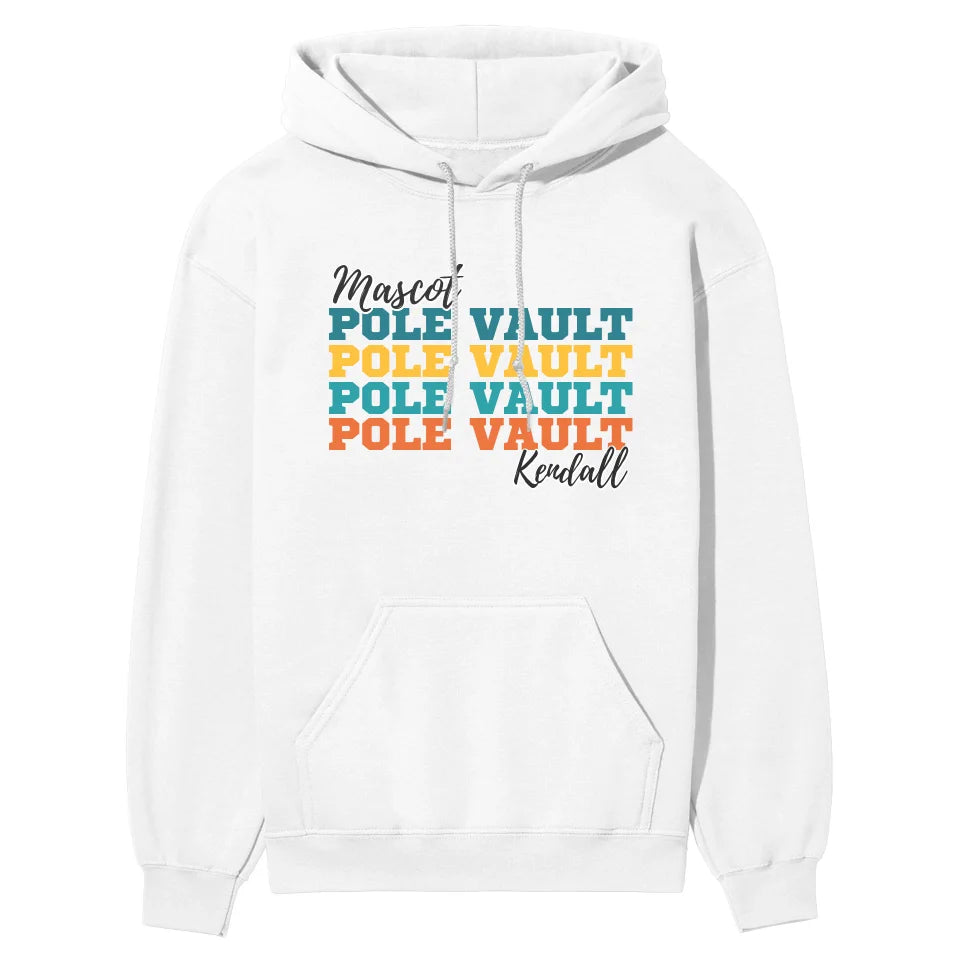 Personalized Pole Vault Pole Vault Pole Vault on a Hoodie With Mascot and Pole Vaulter Name on a Hoodie