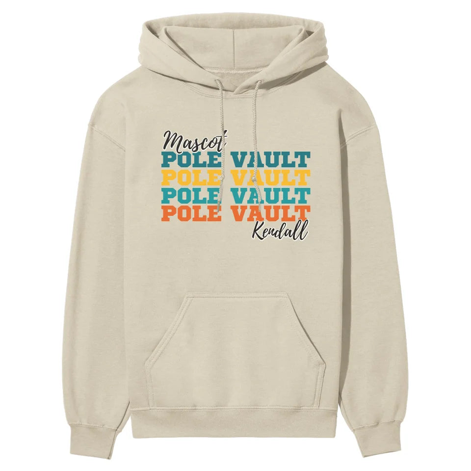 Personalized Pole Vault Pole Vault Pole Vault on a Hoodie With Mascot and Pole Vaulter Name on a Hoodie