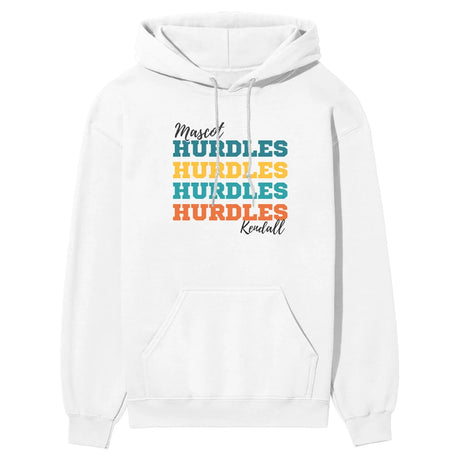 Personalized Hurdles Hurdles Hurdles on a Hoodie With Mascot and Hurdler Name on a Hoodie