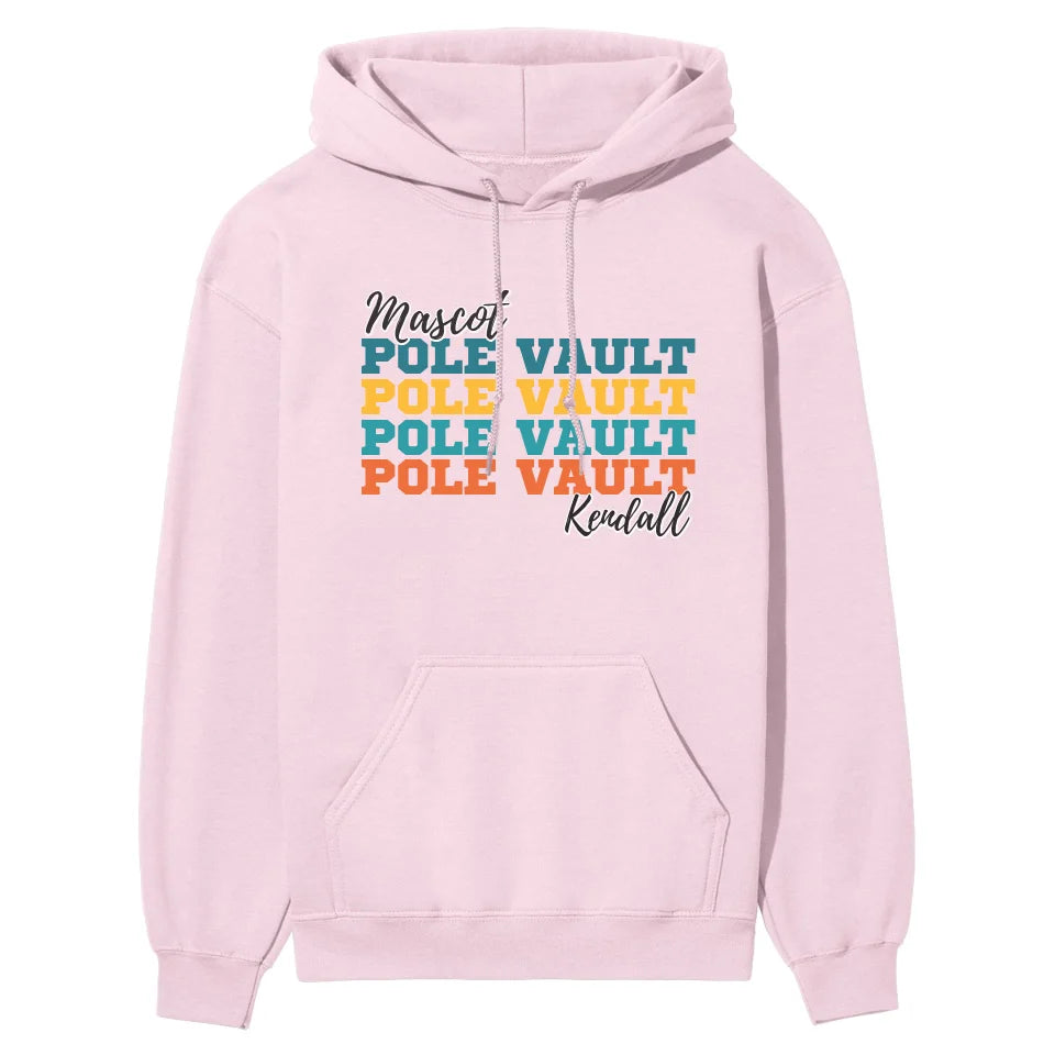 Personalized Pole Vault Pole Vault Pole Vault on a Hoodie With Mascot and Pole Vaulter Name on a Hoodie