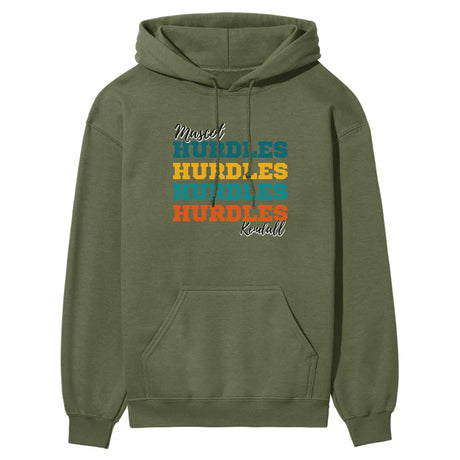 Personalized Hurdles Hurdles Hurdles on a Hoodie With Mascot and Hurdler Name on a Hoodie