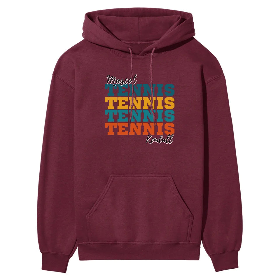 Personalized Tennis Tennis Tennis on a Hoodie With Mascot and Tennis Player Name on a Hoodie