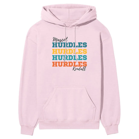 Personalized Hurdles Hurdles Hurdles on a Hoodie With Mascot and Hurdler Name on a Hoodie