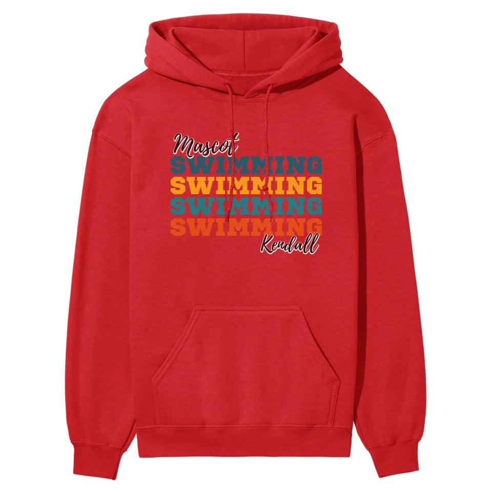 Personalized Swimming Swimming Swimming on a Hoodie With Mascot and Swimmer Name on a Hoodie