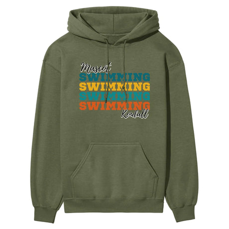 Personalized Swimming Swimming Swimming on a Hoodie With Mascot and Swimmer Name on a Hoodie