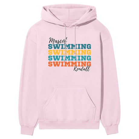 Personalized Swimming Swimming Swimming on a Hoodie With Mascot and Swimmer Name on a Hoodie