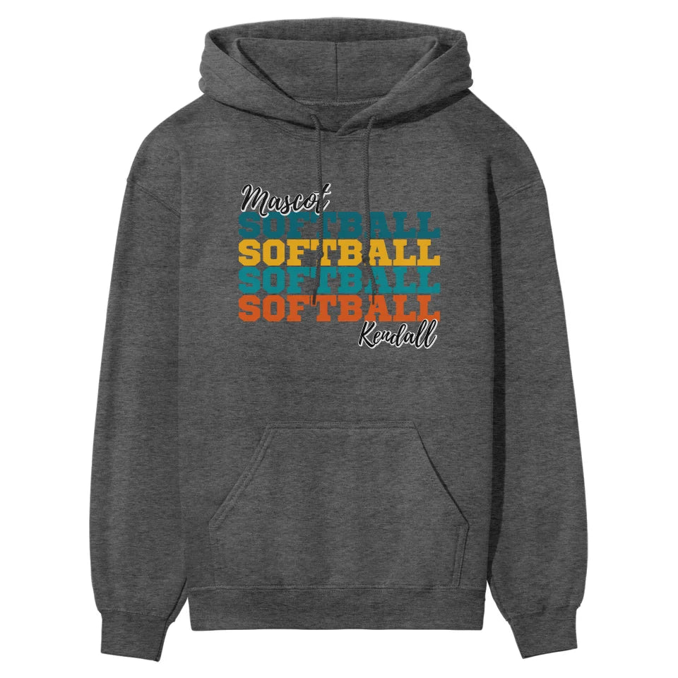 Personalized Softball Softball Softball on a Hoodie With Mascot and Softball Player Name on a Hoodie