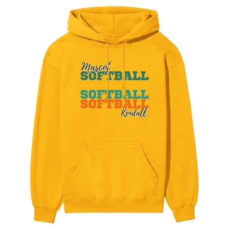 Personalized Softball Softball Softball on a Hoodie With Mascot and Softball Player Name on a Hoodie