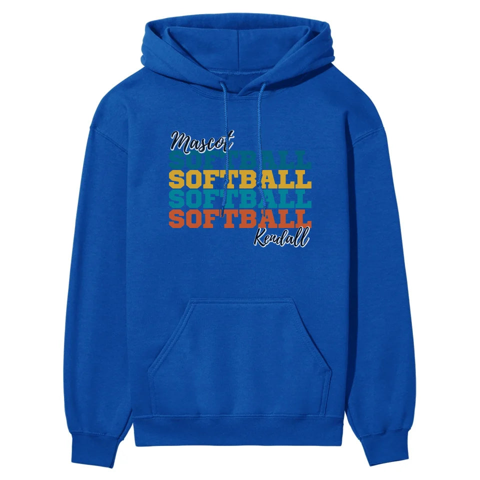 Personalized Softball Softball Softball on a Hoodie With Mascot and Softball Player Name on a Hoodie