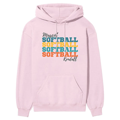 Personalized Softball Softball Softball on a Hoodie With Mascot and Softball Player Name on a Hoodie