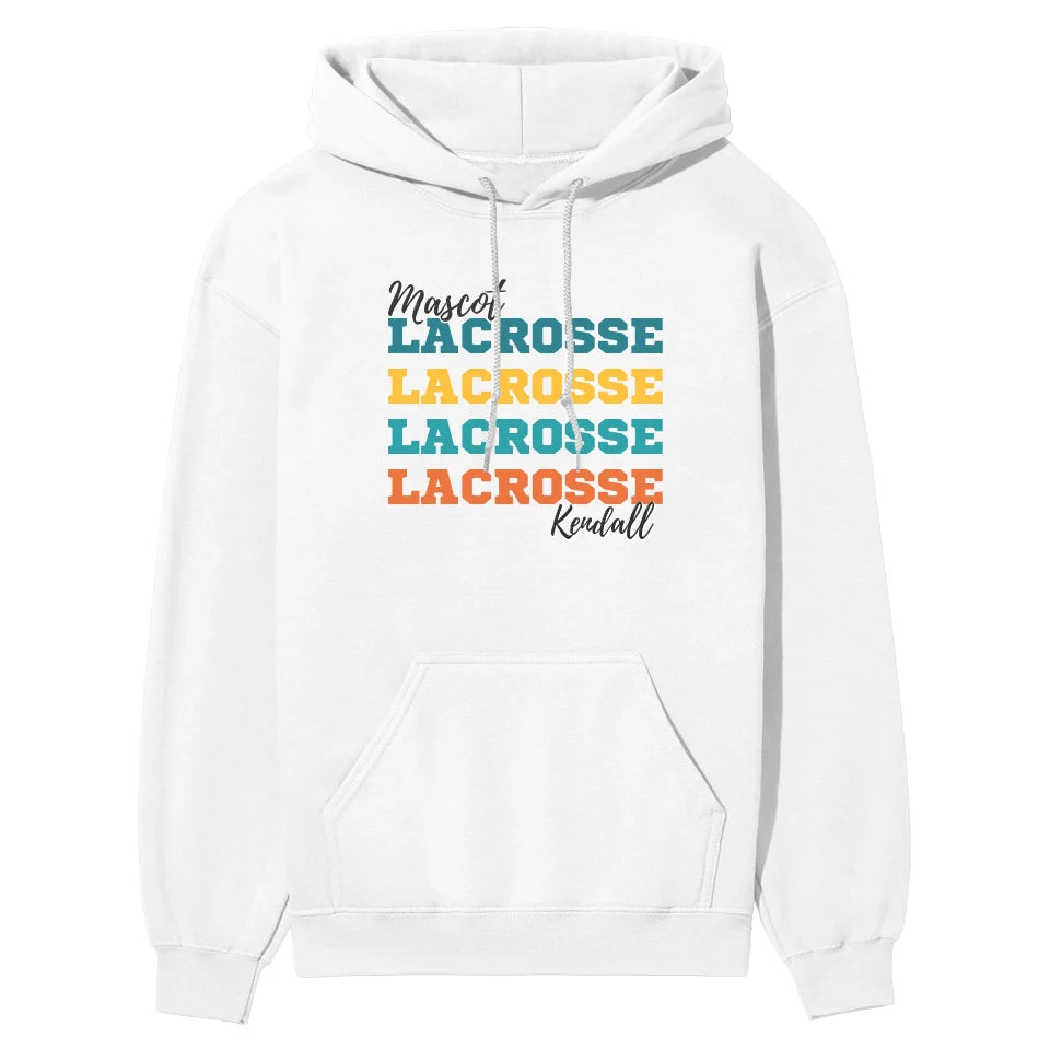 Personalized Lacrosse Lacrosse Lacrosse on a Hoodie With Mascot and Lacrosse Player Name on a Hoodie