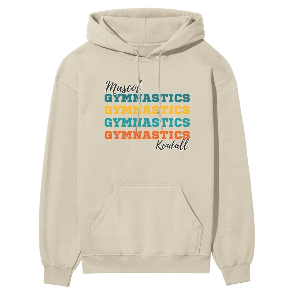 Personalized Gymnastics Gymnastics Gymnastics on a Hoodie With Mascot and Gymnast Name on a Hoodie