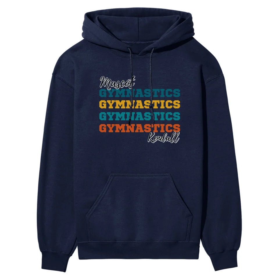 Personalized Gymnastics Gymnastics Gymnastics on a Hoodie With Mascot and Gymnast Name on a Hoodie