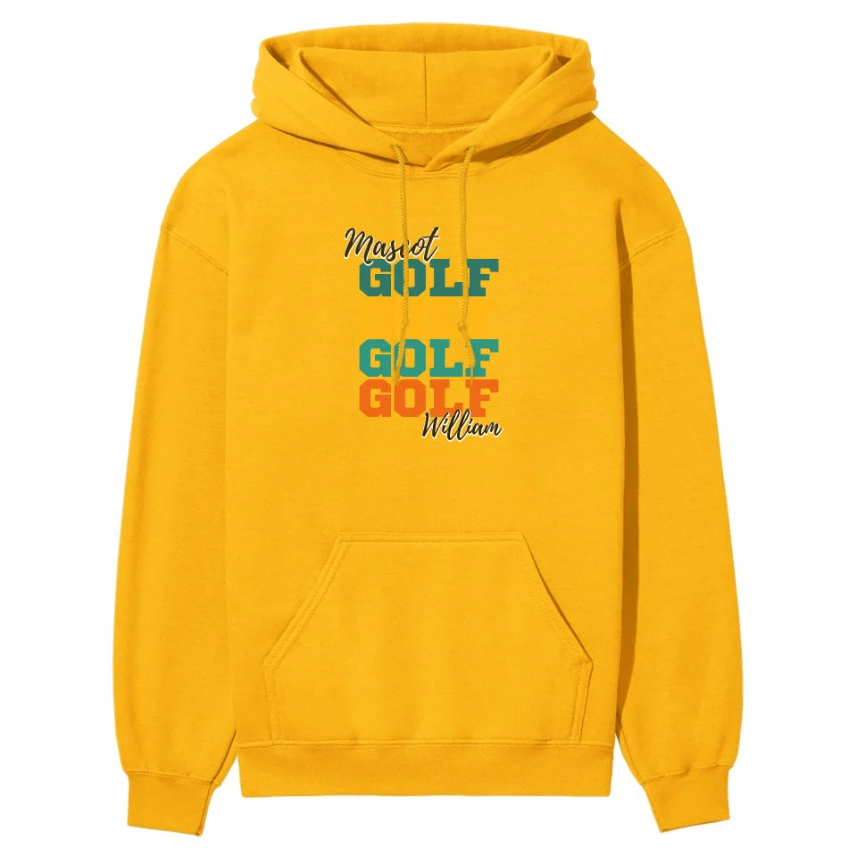 Personalized Golf Golf Golf on a Hoodie With Mascot and Golfer Name on a Hoodie