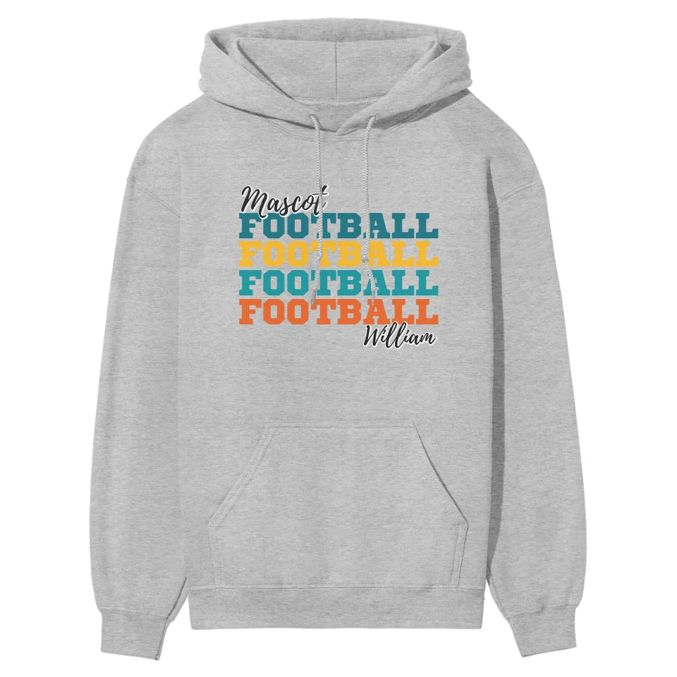 Personalized Football Football Football on a Hoodie With Mascot and Football Player Name on a Hoodie