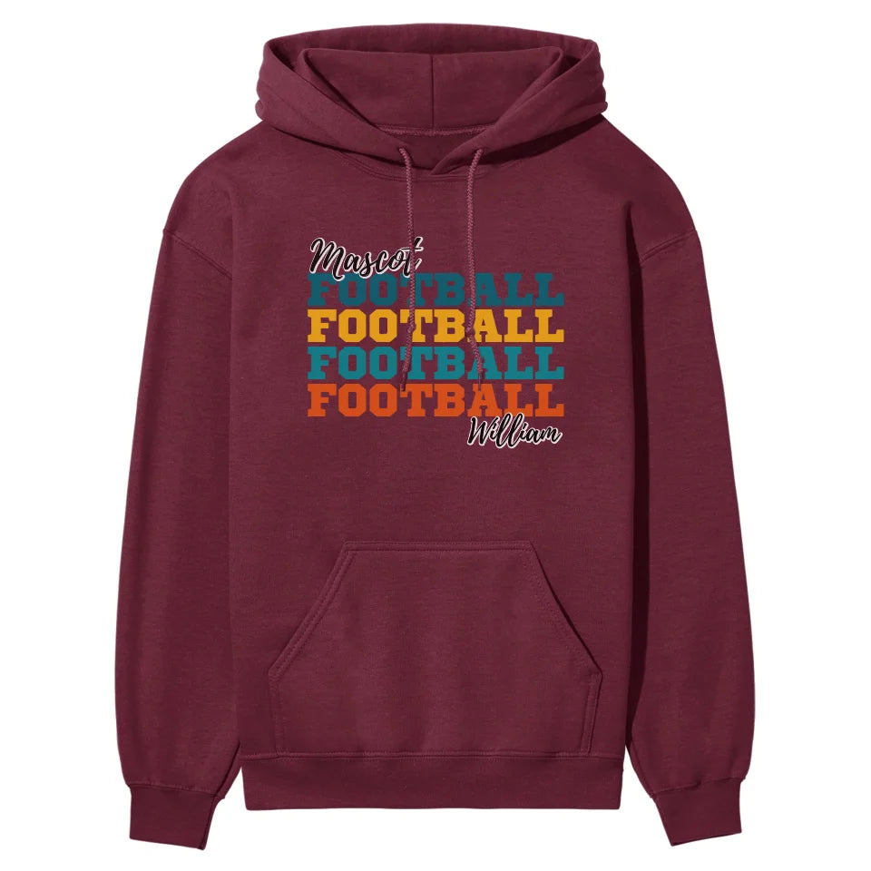 Personalized Football Football Football on a Hoodie With Mascot and Football Player Name on a Hoodie