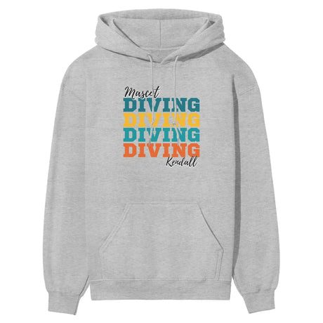 Personalized Diving Diving Diving on a Hoodie With Mascot and Diver Name on a Hoodie