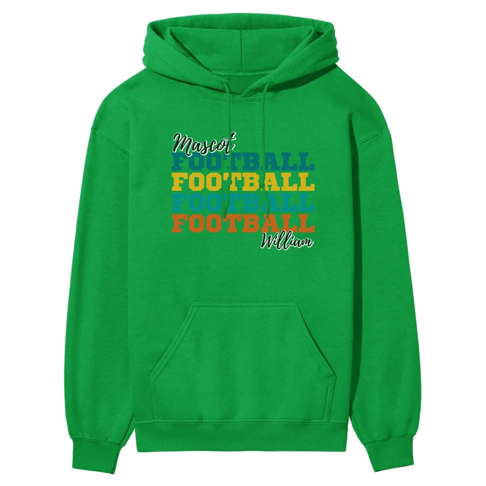 Personalized Football Football Football on a Hoodie With Mascot and Football Player Name on a Hoodie