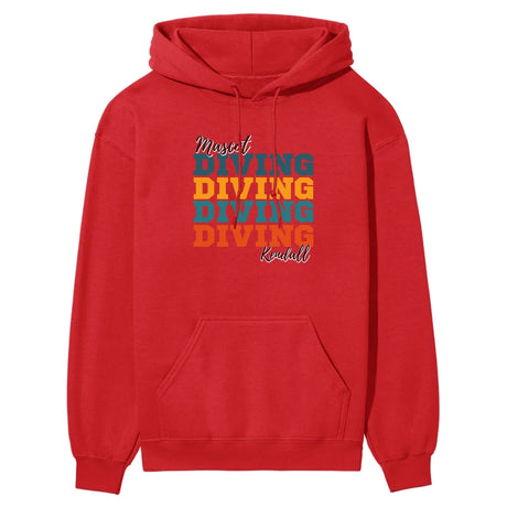 Personalized Diving Diving Diving on a Hoodie With Mascot and Diver Name on a Hoodie