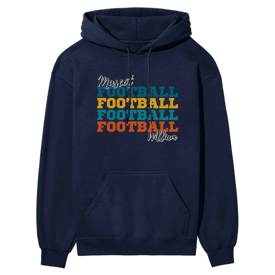 Personalized Football Football Football on a Hoodie With Mascot and Football Player Name on a Hoodie