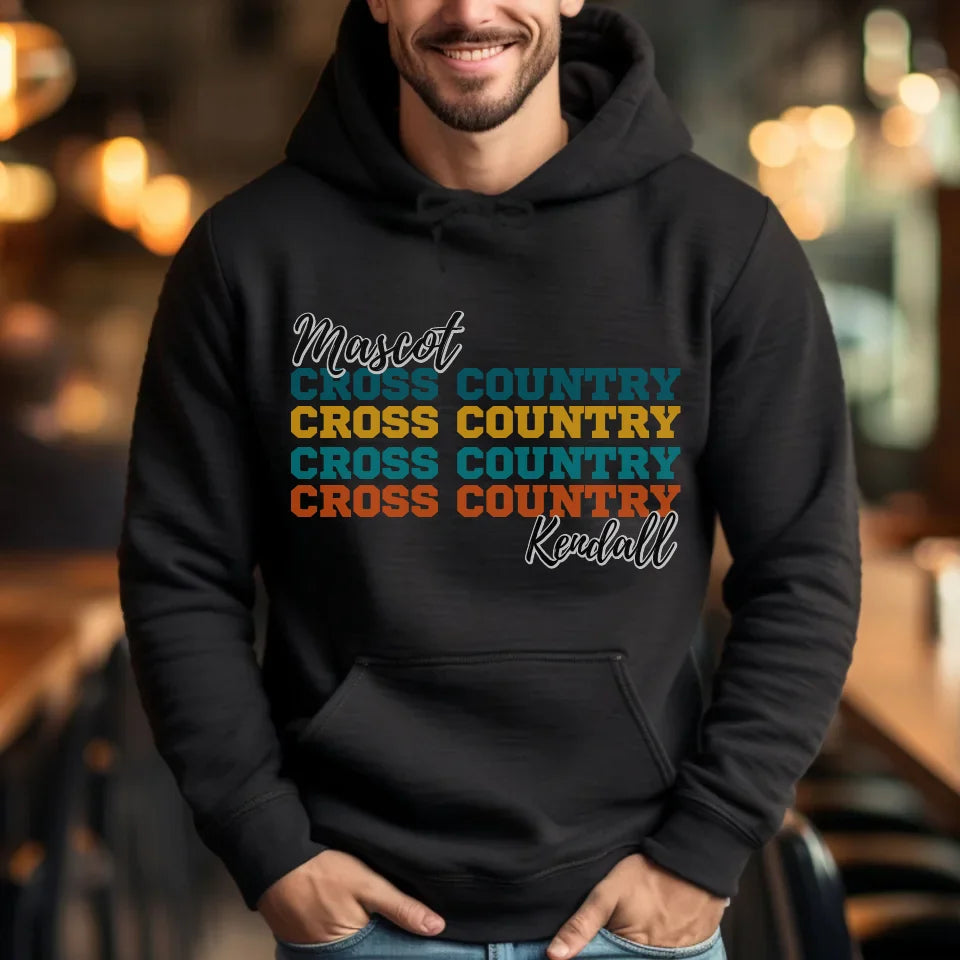 Personalized Cross Country Cross Country Cross Country on a Hoodie With Mascot and Cross Country Runner Name on a Hoodie