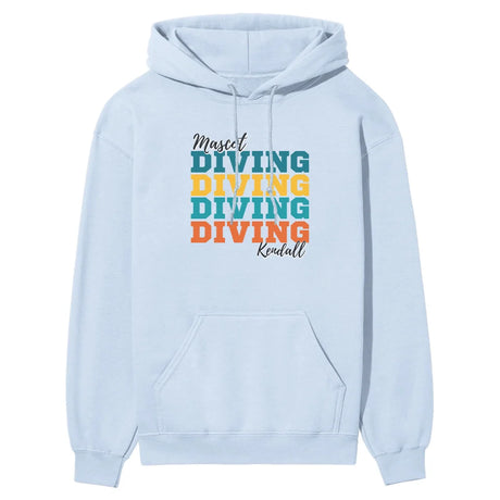 Personalized Diving Diving Diving on a Hoodie With Mascot and Diver Name on a Hoodie