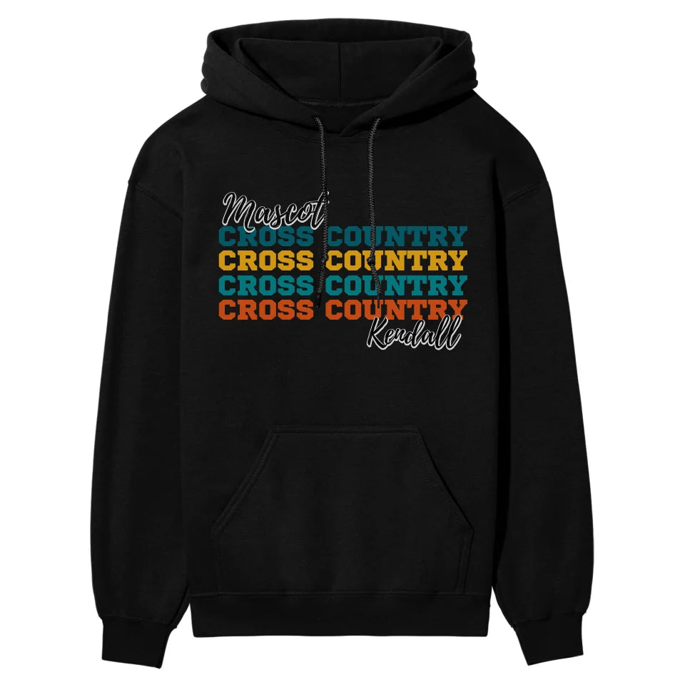 Personalized Cross Country Cross Country Cross Country on a Hoodie With Mascot and Cross Country Runner Name on a Hoodie