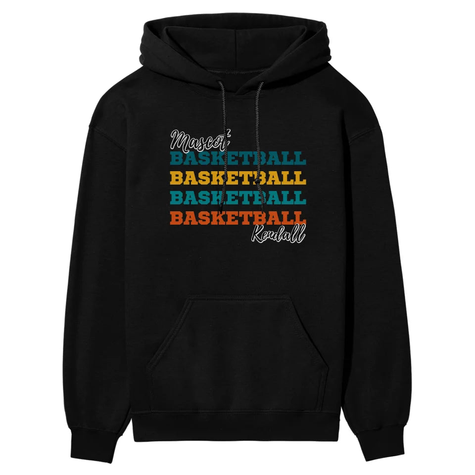 Personalized Basketball Basketball Basketball on a Hoodie With Mascot and Basketball Player Name on a Hoodie