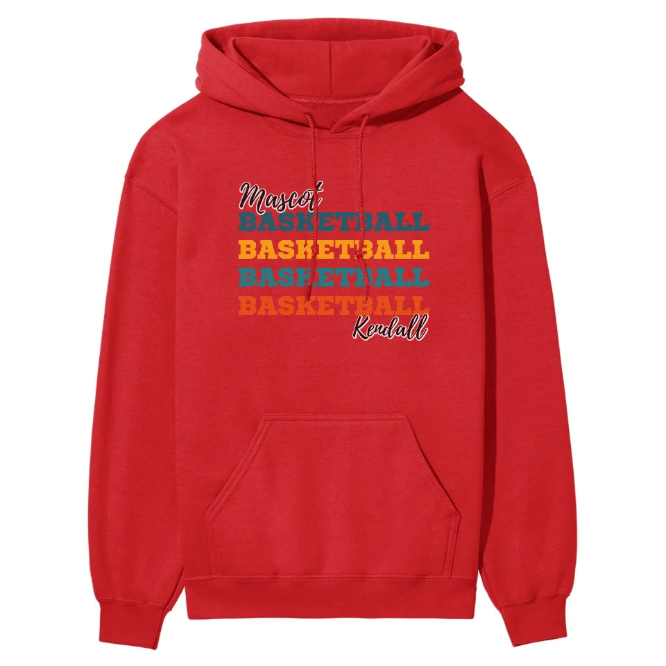 Personalized Basketball Basketball Basketball on a Hoodie With Mascot and Basketball Player Name on a Hoodie