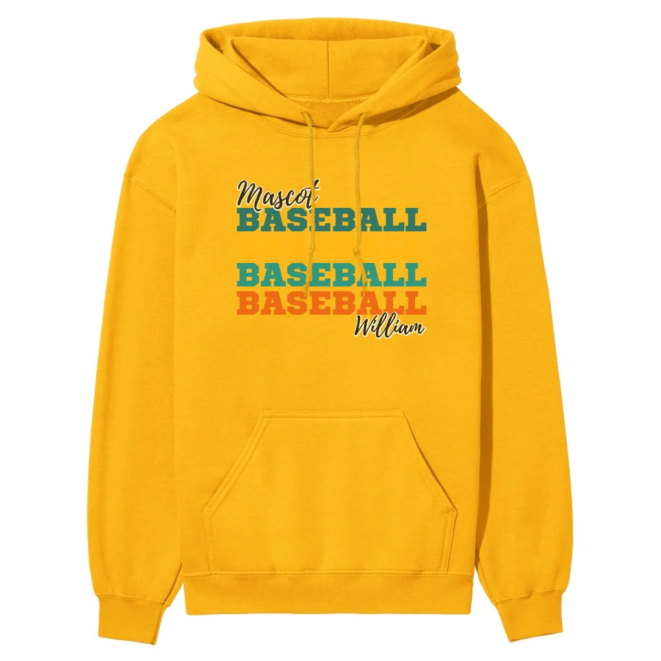 Personalized Baseball Baseball Baseball on a Hoodie With Mascot and Baseball Player Name on a Hoodie