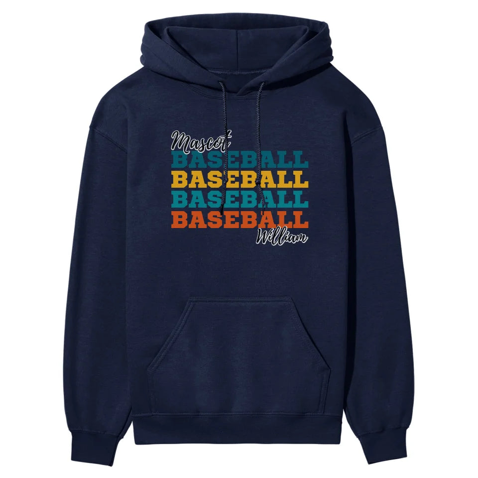 Personalized Baseball Baseball Baseball on a Hoodie With Mascot and Baseball Player Name on a Hoodie