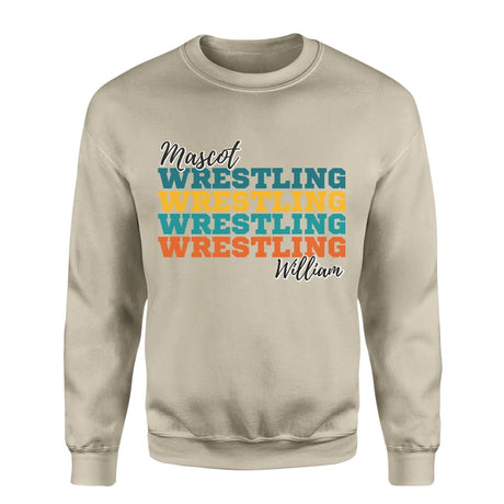 Personalized Wrestling Wrestling Wrestling on a Sweatshirt With Mascot and Wrestler Name on a Sweatshirt