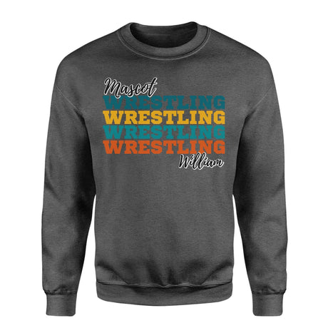 Personalized Wrestling Wrestling Wrestling on a Sweatshirt With Mascot and Wrestler Name on a Sweatshirt