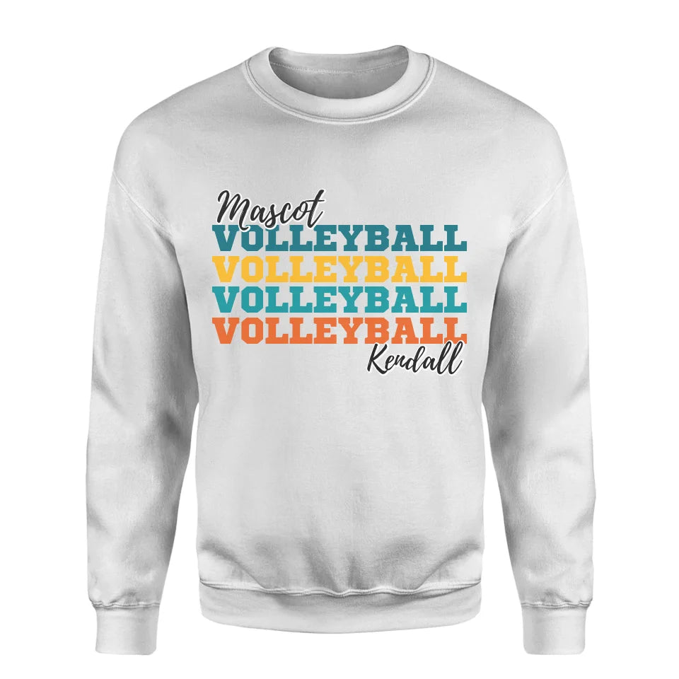 Personalized Volleyball Volleyball Volleyball on a Sweatshirt With Mascot and Volleyball Player Name on a Sweatshirt