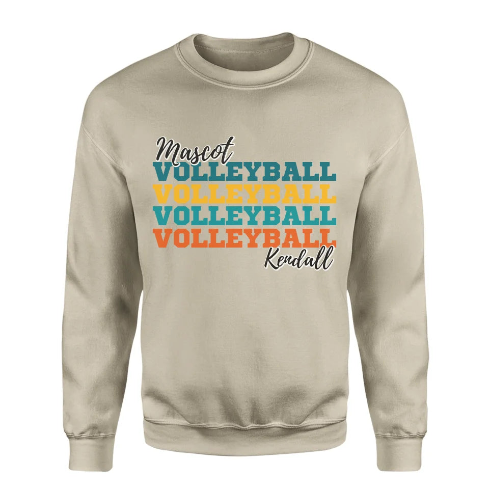 Personalized Volleyball Volleyball Volleyball on a Sweatshirt With Mascot and Volleyball Player Name on a Sweatshirt