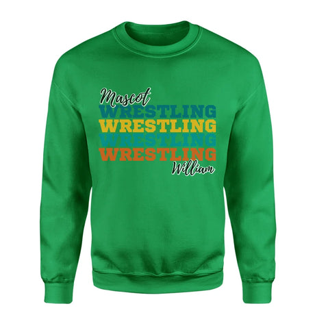 Personalized Wrestling Wrestling Wrestling on a Sweatshirt With Mascot and Wrestler Name on a Sweatshirt