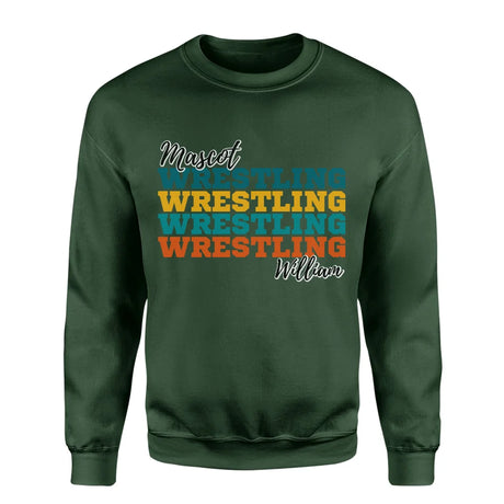 Personalized Wrestling Wrestling Wrestling on a Sweatshirt With Mascot and Wrestler Name on a Sweatshirt