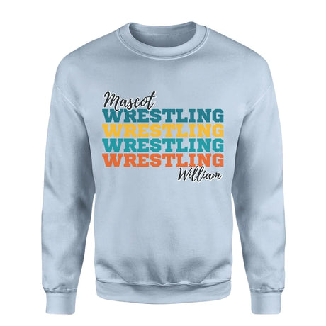 Personalized Wrestling Wrestling Wrestling on a Sweatshirt With Mascot and Wrestler Name on a Sweatshirt