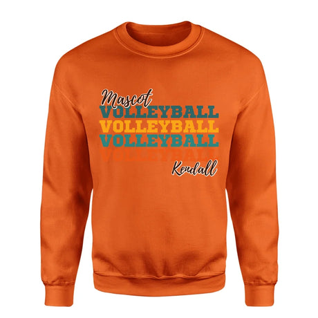 Personalized Volleyball Volleyball Volleyball on a Sweatshirt With Mascot and Volleyball Player Name on a Sweatshirt