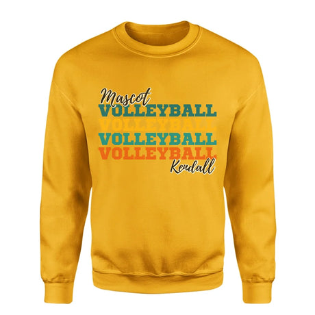 Personalized Volleyball Volleyball Volleyball on a Sweatshirt With Mascot and Volleyball Player Name on a Sweatshirt