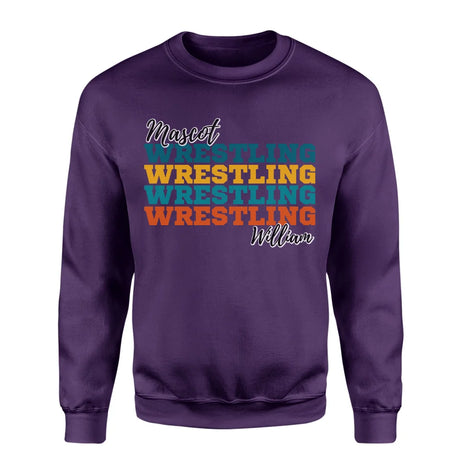 Personalized Wrestling Wrestling Wrestling on a Sweatshirt With Mascot and Wrestler Name on a Sweatshirt