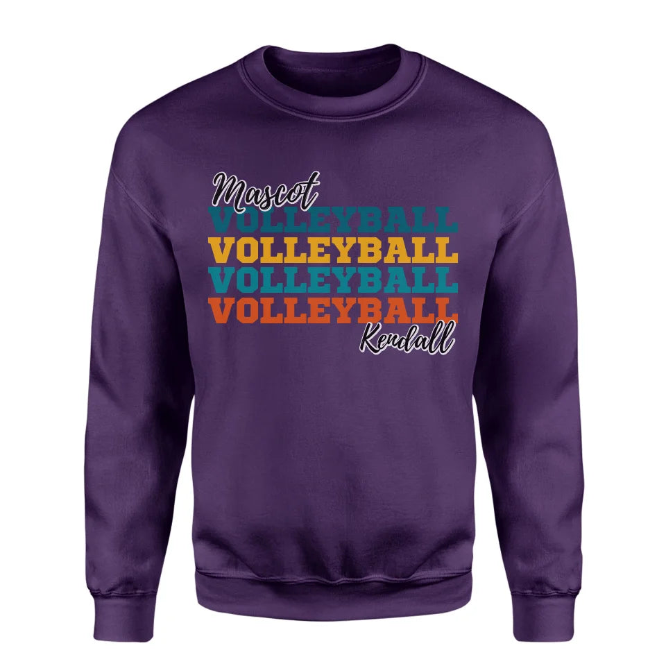 Personalized Volleyball Volleyball Volleyball on a Sweatshirt With Mascot and Volleyball Player Name on a Sweatshirt