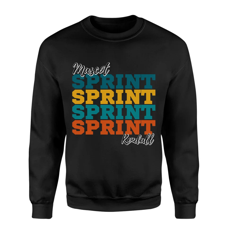 Personalized Sprint Sprint Sprint on a Sweatshirt With Mascot and Sprinter Name on a Sweatshirt