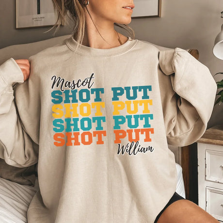 Personalized Shot put Shot put Shot put on a Sweatshirt With Mascot and Shot putter Name on a Sweatshirt