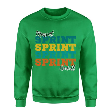 Personalized Sprint Sprint Sprint on a Sweatshirt With Mascot and Sprinter Name on a Sweatshirt