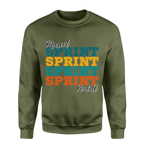 Personalized Sprint Sprint Sprint on a Sweatshirt With Mascot and Sprinter Name on a Sweatshirt