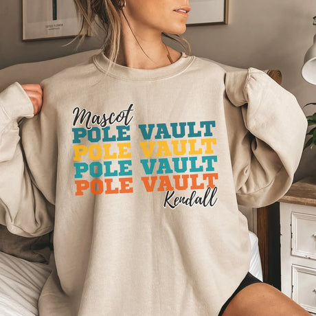 Personalized Pole Vault Pole Vault Pole Vault on a Sweatshirt With Mascot and Pole Vaulter Name on a Sweatshirt