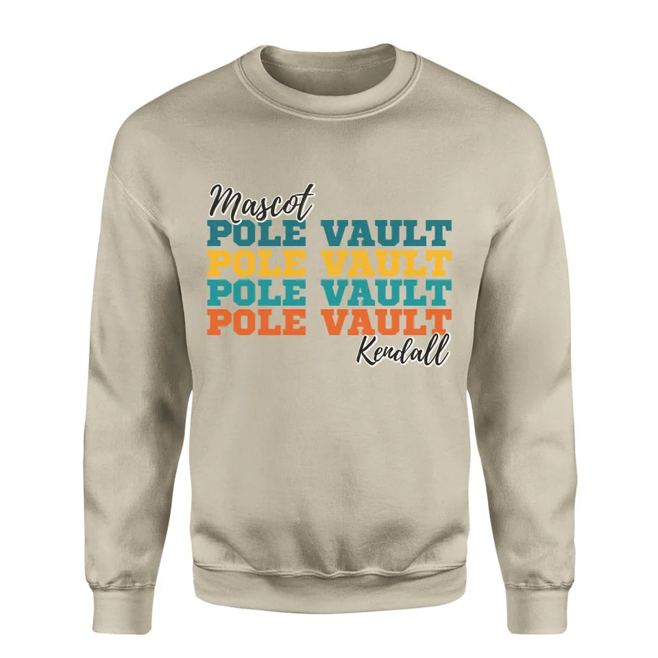 Personalized Pole Vault Pole Vault Pole Vault on a Sweatshirt With Mascot and Pole Vaulter Name on a Sweatshirt